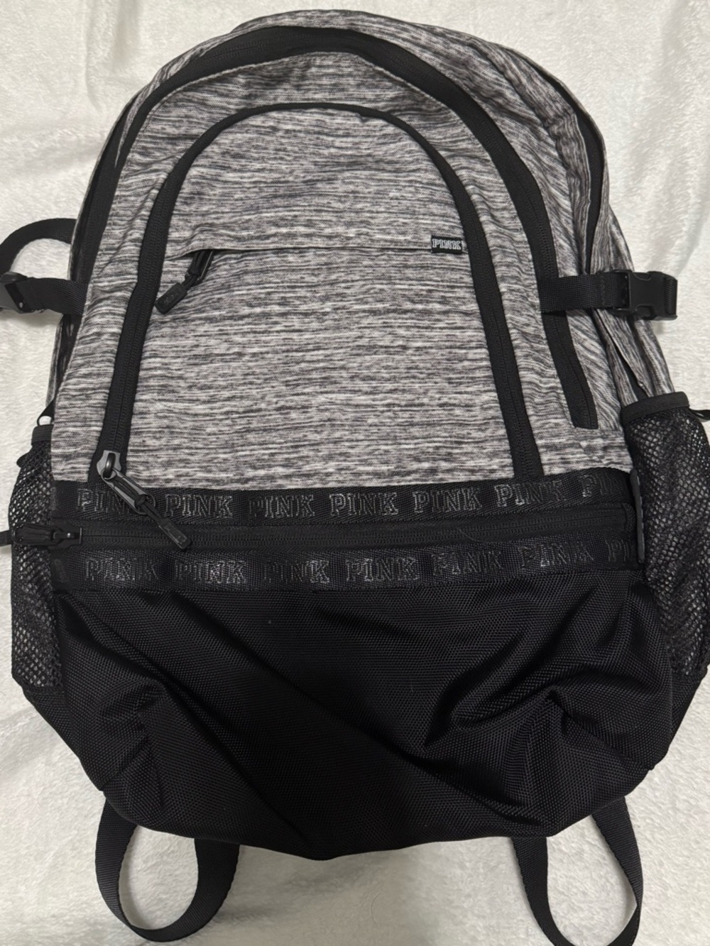 PINK Victoria's Secret Heather Gray and Black Everyday Backpack